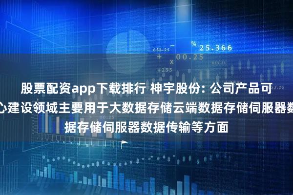 股票配资app下载排行 神宇股份: 公司产品可应用于数据中心建设领域主要用于大数据存储云端数据存储伺服器数据传输等方面