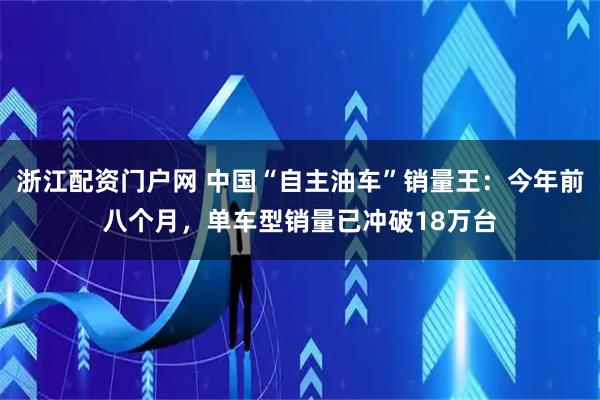 浙江配资门户网 中国“自主油车”销量王：今年前八个月，单车型销量已冲破18万台